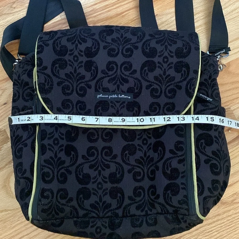 Petunia Pickle Bottom Diaper Bag Backpack Black/Lime velvet burnout fairy grunge